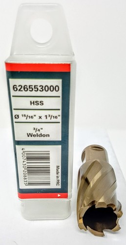 METABO 626553000 HSS 15//16/" X 1 3//16/" HSS Annular Cutter Fits Hougen