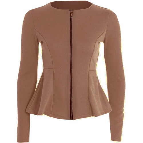 Womens Ladies Peplum Ruffle Plus Size Tailored Blazer Jacket Top Size 8-26zip