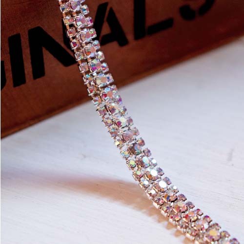 1 Yard Colorful Crystal Beaded Rhinestone Trim Lace Trim Bride Gown Dress Decor