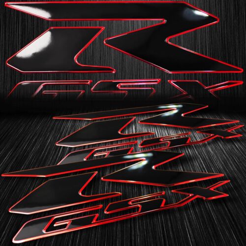 Chromed Red Tribal Fire Gas//Fuel Tank Pad+3D 8/" Logo+GSXR 2-Tone Emblem Sticker