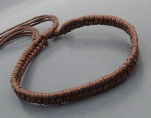 Brown Cotton Cord Thai Wristband Bracelet Handcrafted Wristwear