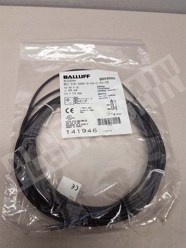 New Balluff Inductive Sensor BES 516-3006-G-E4-C-PU-05 141946 5m Cable NIB