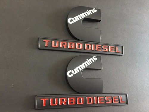 2X For Dodge Ram 2500 New Aolly Black Red Cummin Turbo Diesel Emblem Badge