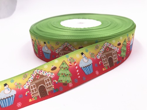 5-10Yards 1/"25mm Printed rainbow Grosgrain Ribbon Hair Bow Sewing