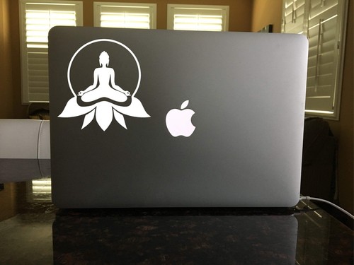 75-08 Yoga Lotus Pose w// Lotus Chakra Namaste Macbook Window vinyl decal laptop
