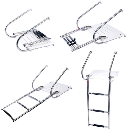 3 Steps of Ladder Boat Swim Polyethylene Inboard//Outboard Platform Stainless US