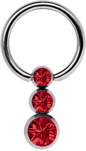 Bijou Piercing Poitrine Intime Anneau Bcr en 1,6mm avec Trois Boule Pierre In