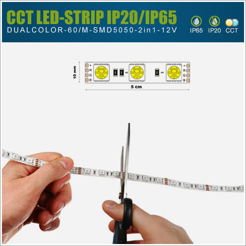 5m LED CCT Farbtemperatur Streifen WW CW 2in1 IP20 DualColor Band Leiste dimmbar
