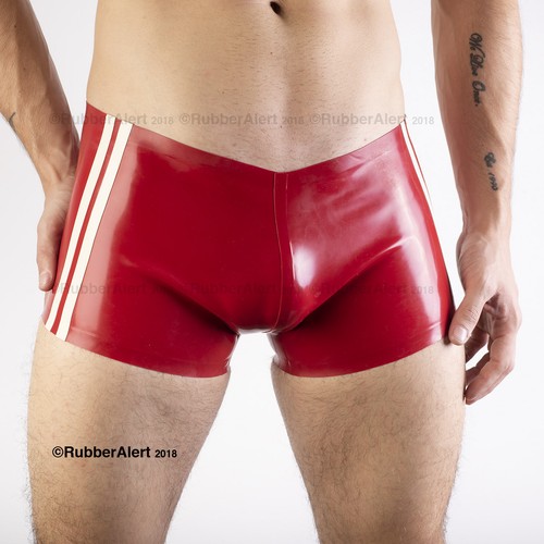Twin SIDE STRIPES Light Weight 0.4mm latex Open Back Rubber /"SPORT/" SHORTS