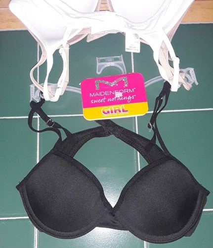 Girls 3 Pack Maidenform Sweet Nothing’s Padded Wireless Bras Size 34A Essentials