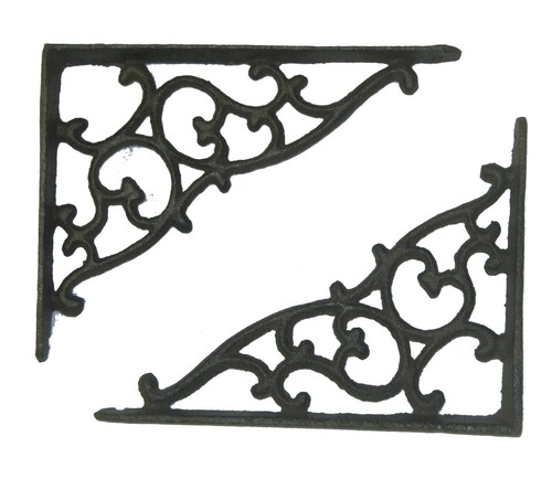 Set of 2 antique style Decorative Cast Iron Shelf Brackets 7/" x 5-1//2/" #27