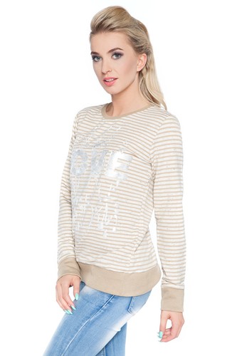 Womens Striped Jumper Love Print Long Sleeve Top Casual Blouse Size 8-12 1902