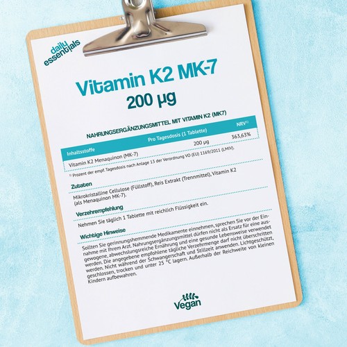 250 Tabletten VITAMIN K2 á 200µg Menaquinon-7 MK-7 Vegan No Kapseln 200mcg