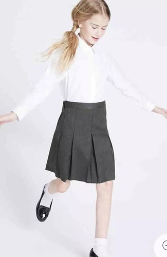 Marks /& Spencer Ultimate School Skirt Bnwt Grey Permanent Pleats Bnwt 10-11