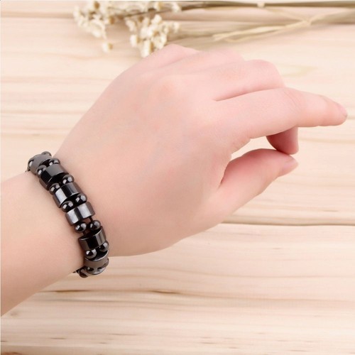 Neuf Noir Magnétique Hématite Guérison Homme Femme Loose Beads Bracelet
