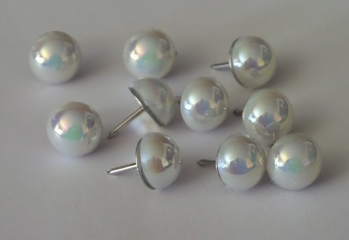 Decorative push pin Office School Decor 10 pearlized white thumb tacks
