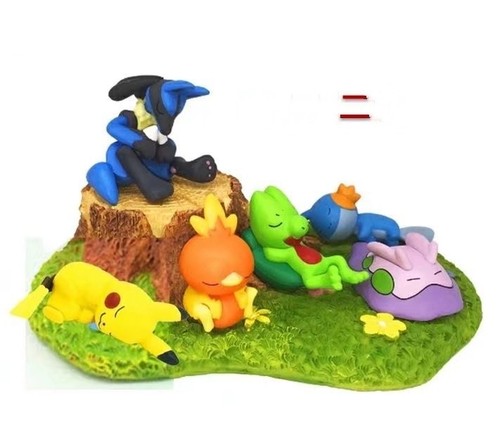 Pokemon Bulbasaur Squirtle Pikachu Schlafen Figur Mikro Landschaft Spielzeug