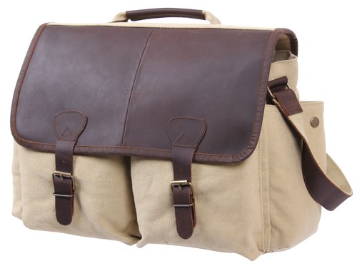 Rothco Vintage Military Leather Flap Messenger Bag