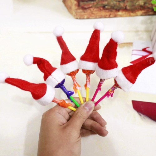 40Pcs Xmas Mini Lollipop Santa Claus Hat Cap Wrap Christmas Party Decor