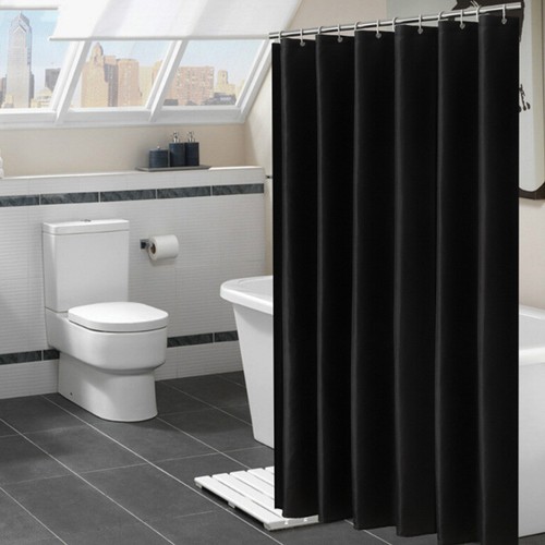 1x Rideau Douche Baignoire Polyester Crochets Pr Salle Bain Imperméable Panneau