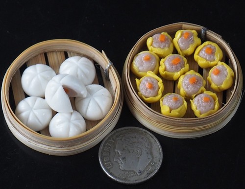 1:6 Dollhouse Miniatures Steamed Dumplings Pork Chinese Handmade Toy Food Deco
