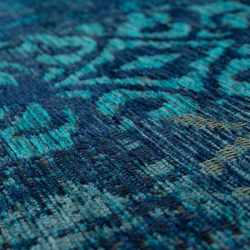 Tapis Poils Ras Moderne Pour Salon Motif Patchwork Classique Bleu Turquoise