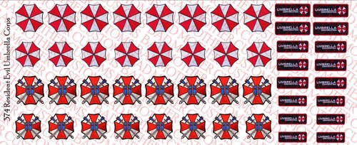 1//6 Scale Decals Resident Evil Umbrella Corporation-Waterslide Decals