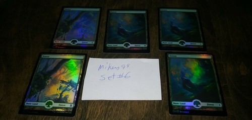 5X White 5X Black 5X Blue 15 Lots Foil Zendikar Rising Lands 5X Red 5X Green