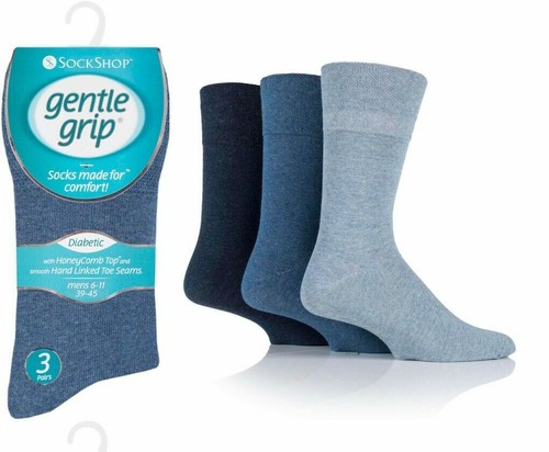 Mens SOCKSHOP DIABETIC Gentle Grip Cotton Socks NON ELASTIC Seemless Toe Soft UK