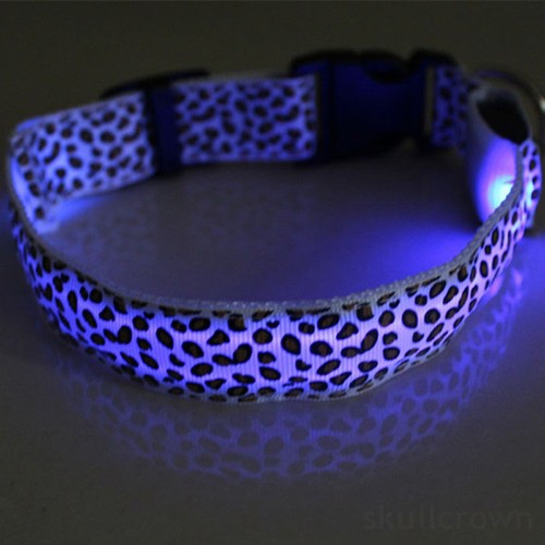 Cute Leopard Pet Cat Dog LED Light Flashing Collar Night Safety Neck Collars Hot