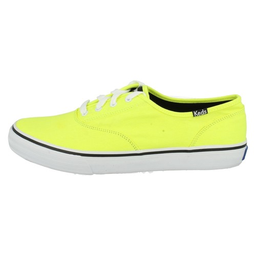 R43B Keds Double Dutch WF46805 Donna Giallo Neon Lacci Scarpa in Tela