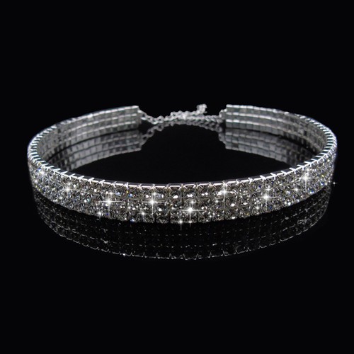 5 Row Crystal Simulated Diamante Rhinestone Chocker Necklace Choker Diamond neck