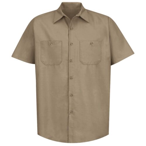 Red Kap Mens Short Sleeve Industrial Work Shirt Khaki
