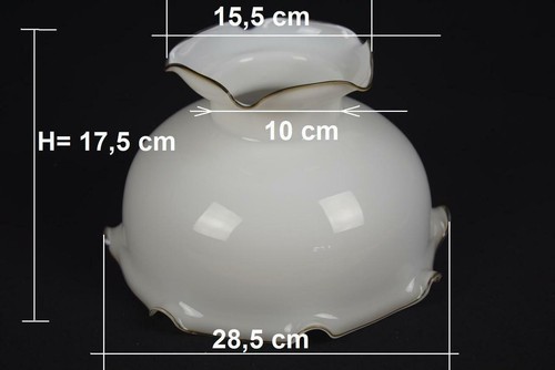 Lampenschirm Kuppel für Petroleumlampen Glas Ersatz weiß 28,5 cm Ø ca K1090