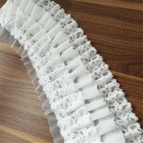 50CM White Chiffon Ruffle Lace Trim 3 Layer Pleated Ribbon Sewing DIY Craft