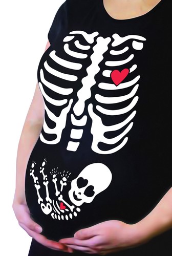 SKELETON BABY HALLOWEEN T SHIRT HALLOWEEN COSTUME MATERNITY PREGNANT FUNNY TEE