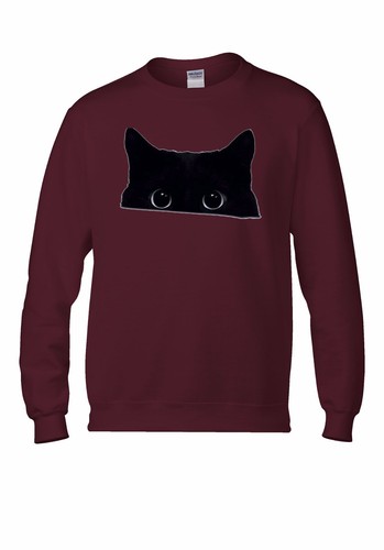 Black Cat Hiding Playing Big Eyes Hoodie Sweatshirt Jumper Men Women Unisex 1221