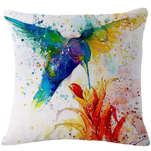 Animals Watercolor Painting Deer Bird Pillow Case Throw Cushion Cover Home Decor