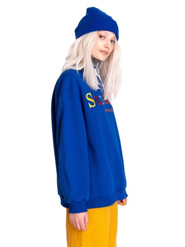 Felpa Maglione SUNDAYS oversize collo alto Tumblr VINTAGE RICAMO da donna