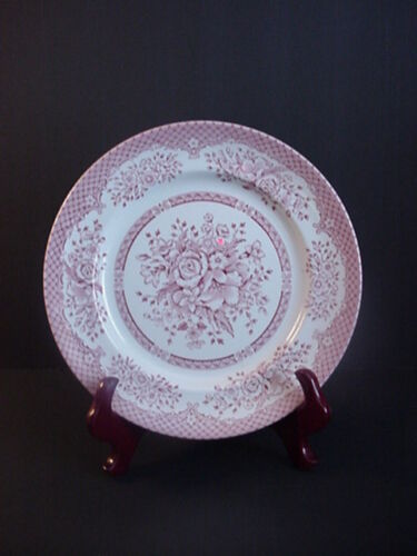 Wood & Sons Dinner Plate Pink Red Flowers Made England 