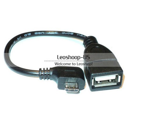 New 90 Degree Micro USB Male to USB Female OTG Adapter Converter Cable On the Go