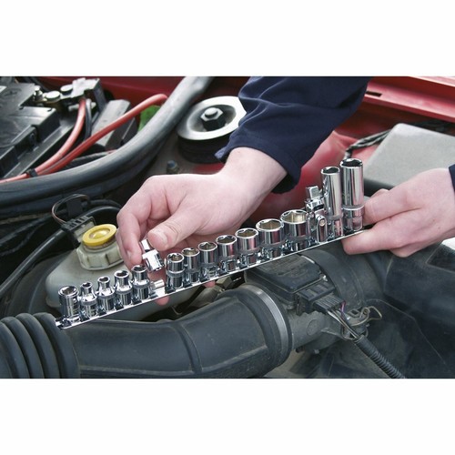 Sealey AK3814 Socket Retaining Rail with 14 Clips 3//8/"Sq Drive