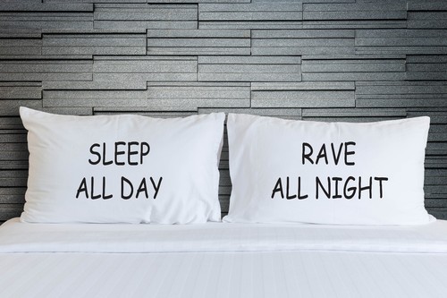 Taies d/'oreiller sleep all day rave toute la nuit teen chambre literie nouveauté WSD738