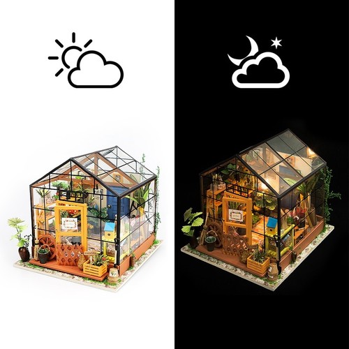 Robotime Miniature 3d Greenhouse Craft Kits for Adults Dolls House Furniture Toy
