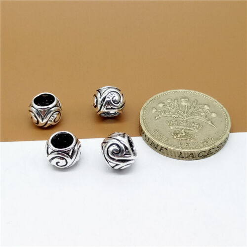 6pcs of 925 Sterling Silver Large Hole Spiral Beads for European Bracelet