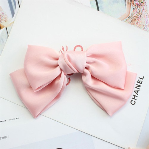 Solid Hair Clips Women/'s Girls Large Bowknot Hair Pin Satin Barrettes Hairband