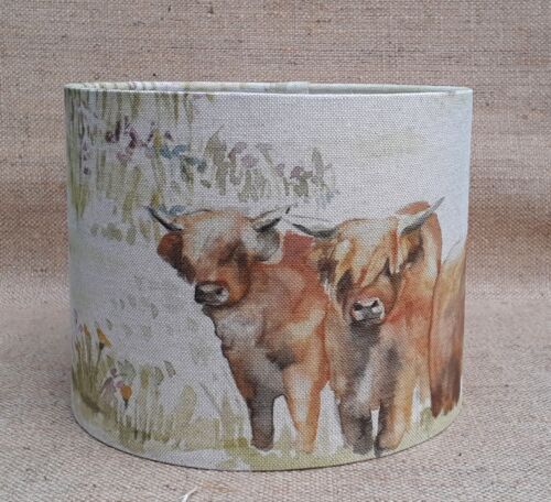 Handmade Voyage Decoration HIGHLAND CATTLE cows calf drum lampshade small medium