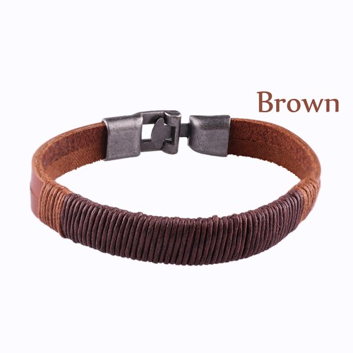 Quality Black Brown Cuff Bangle Leather Bracelet Men/'s Wristband Vintage Wrap