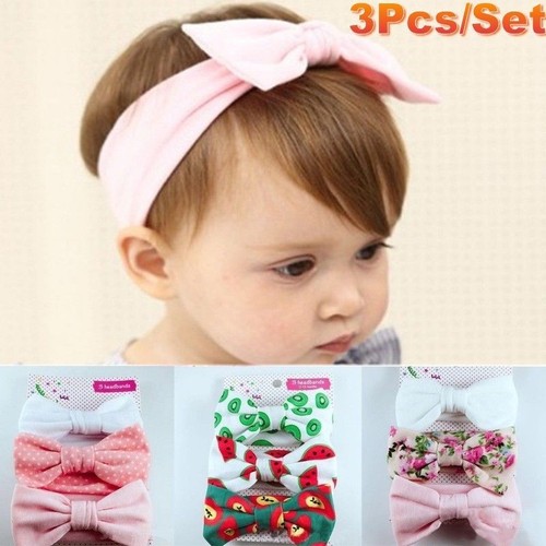 3PCS Set Baby Kinder Stirnband Schleife Haarband Mädchen Haarschmuck Farbwahl