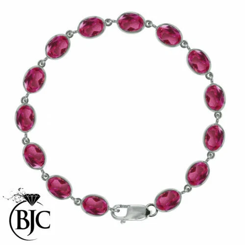 Bracciali di lusso con gemme rosa in argento sterling 925 parti su 1000